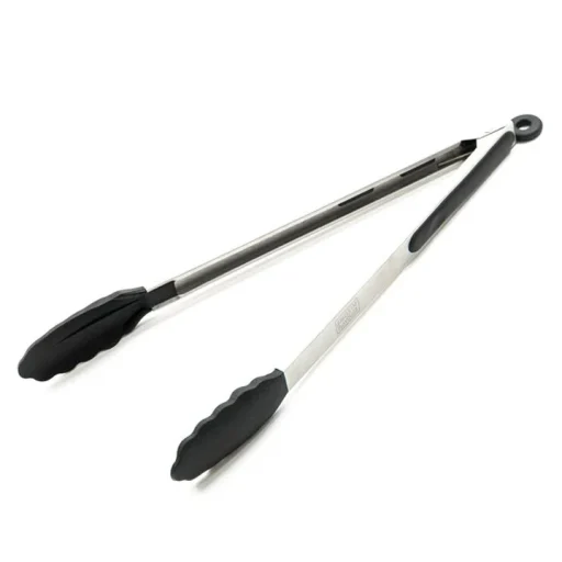 Smokin’ Flavours Silicone Tipped Tong – roestvrijstalen barbecuetang met siliconen uiteinden, hittebestendig en vaatwasserbestendig.