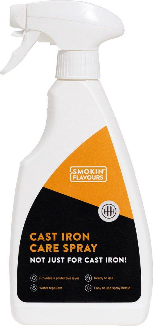 Smokin' Flavours Cast Iron Spray – onderhoudsspray voor gietijzeren BBQ-onderdelen, 500 ml.