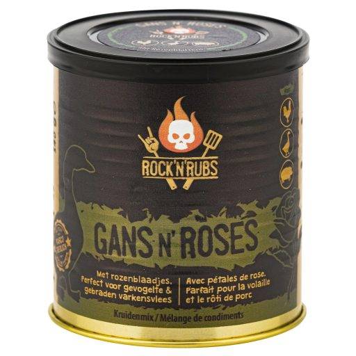 Rock ‘n’ Rubs Gans n’ Roses – kruidige BBQ rub met rozenblaadjes voor gans, eend en kalkoen.