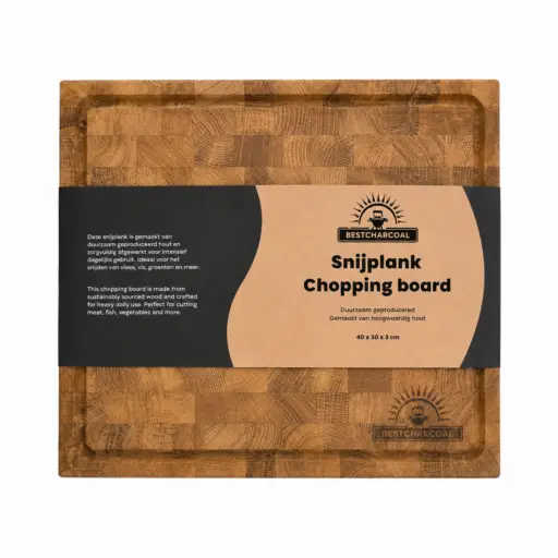 BestCharcoal Snijplank Kopshout Eiken 40 x 30 x 4 cm