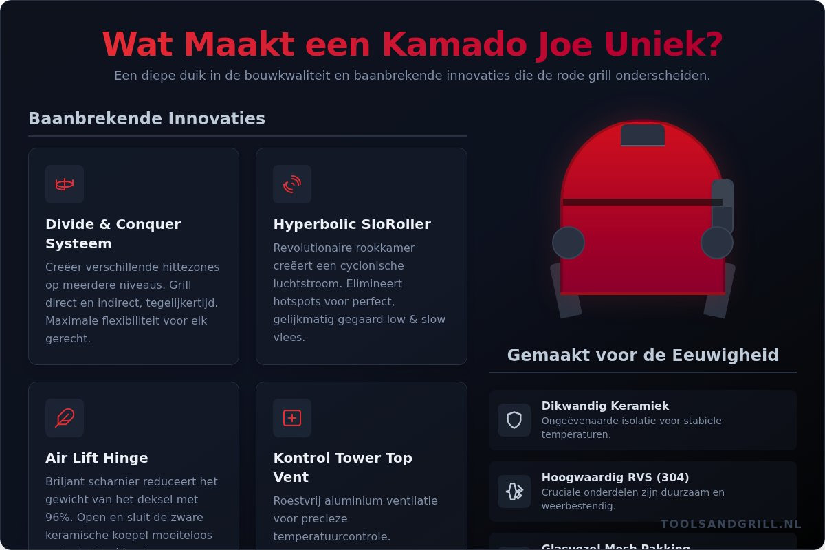 Kamado Joe: De Complete Gids voor de Rode Innovatieve Grill